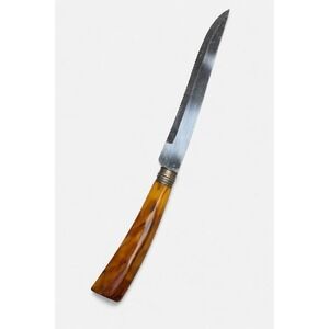 Vintage Serrated Knife Bakelite Handle Butterscotch Swirl Retro Kitchen‎